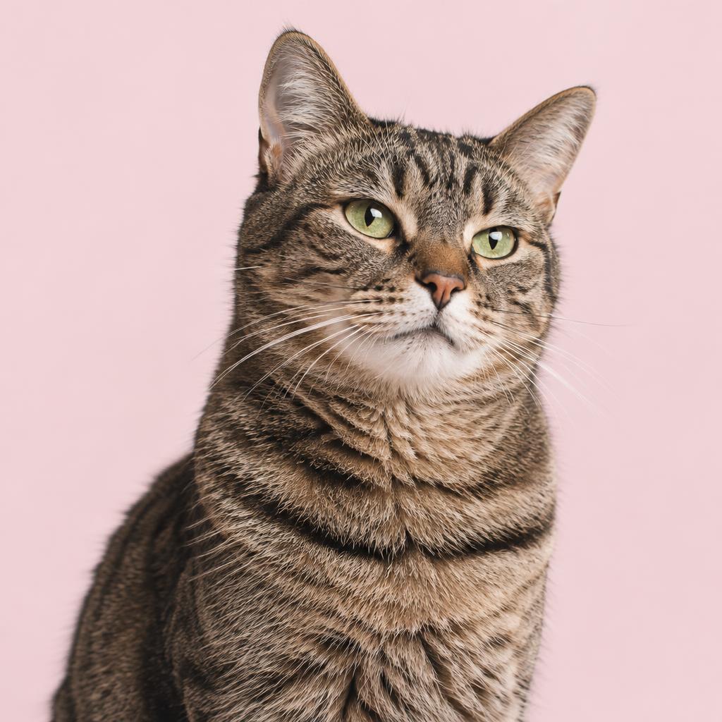 Retrato editorial ilustrativo de un gato atigrado